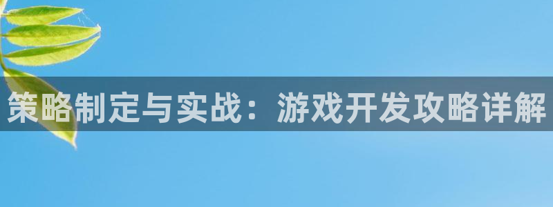沐鸣2代理求27337：策略制定与实战：游戏开发攻略详解